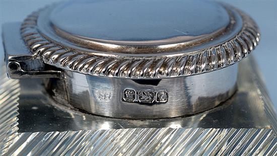 A late Victorian silver inkstand, by Martin, Hall & Co, length 262mm, weight 12.4oz/388grms.